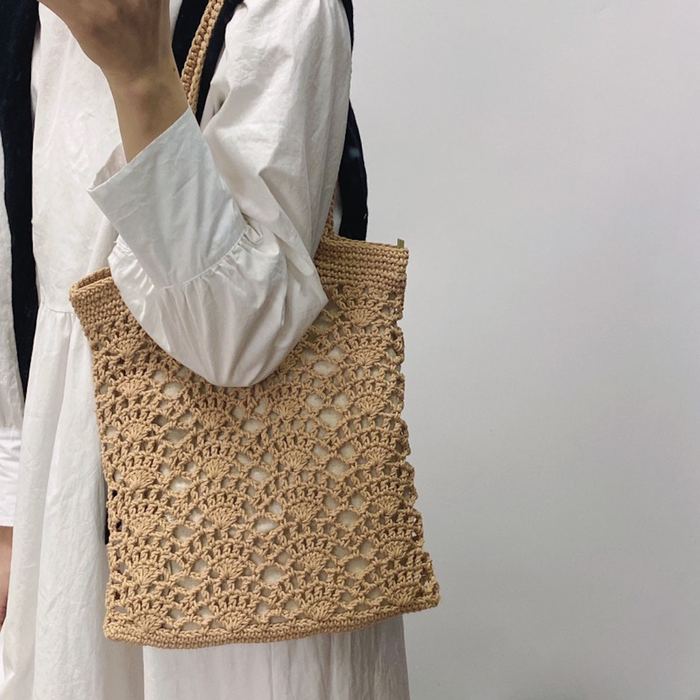 Tall Floral Openwork Crochet Tote
