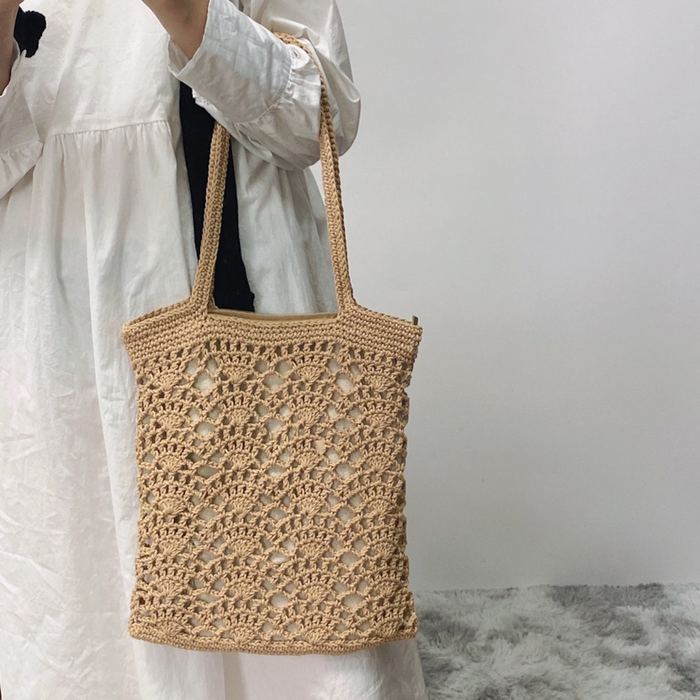 Tall Floral Openwork Crochet Tote