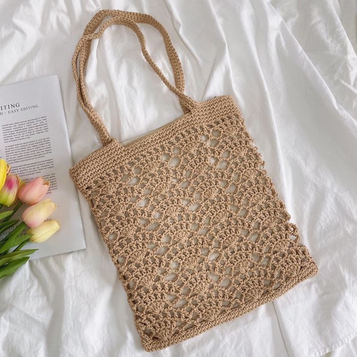 Tall Floral Openwork Crochet Tote