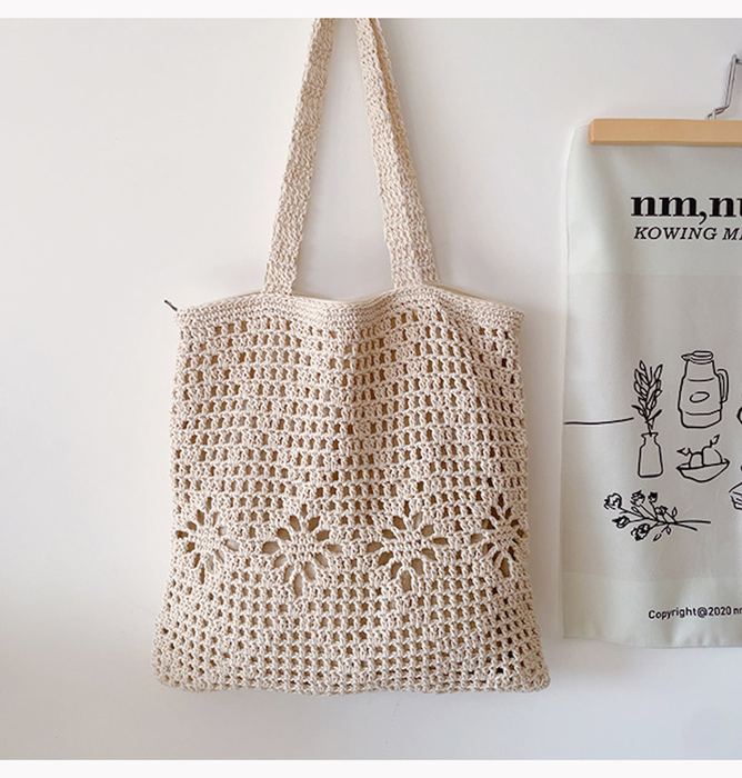 Textured Cotton Knit Shoulder Tote