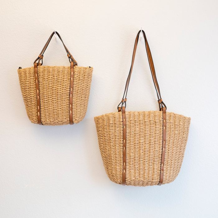 Woven Straw Basket Tote in Two Sizes