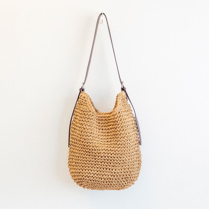 Woven Straw Hobo Shoulder Bag with Adjustable Strap