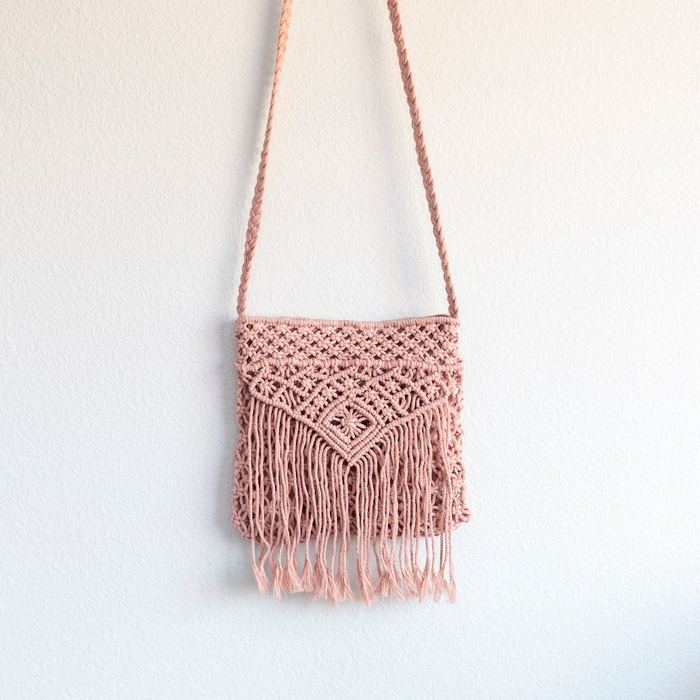 Fringed Crochet Flap Shoulder Bag
