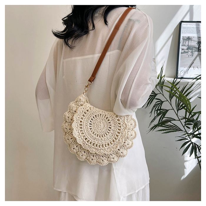 Scalloped Crochet Flap Crossbody Bag