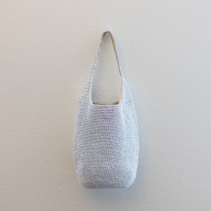 Gold and Silver Crochet Bucket Shoulder Bag