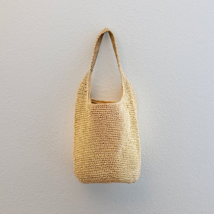 Gold and Silver Crochet Bucket Shoulder Bag
