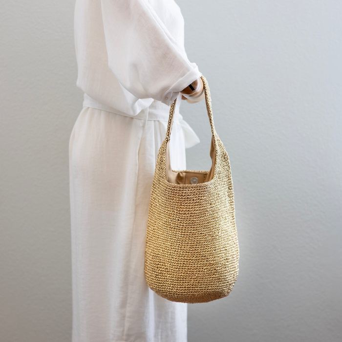 Gold and Silver Crochet Bucket Shoulder Bag