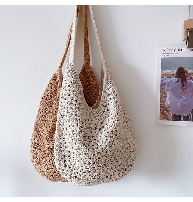 Slouchy Openwork Crochet Hobo Shoulder Bag