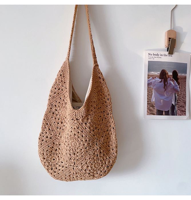 Slouchy Openwork Crochet Hobo Shoulder Bag