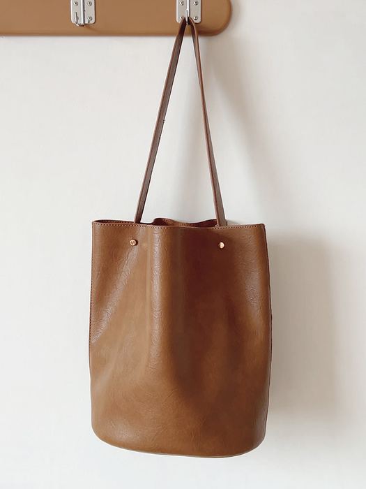 High Quality Synthetic Leather Bucket Tote with Long Handles