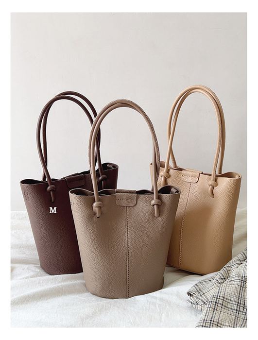 High Quality Synthetic Leather Bucket Bag with Long Handles