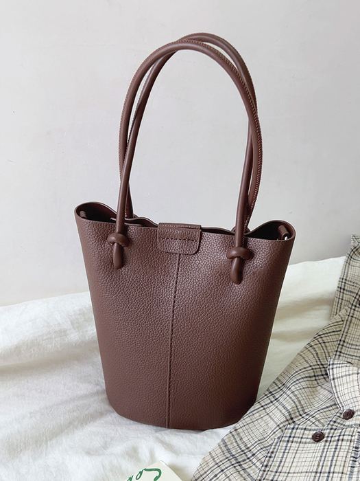 High Quality Synthetic Leather Bucket Bag with Long Handles