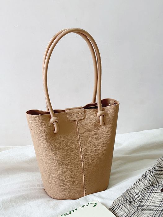 High Quality Synthetic Leather Bucket Bag with Long Handles