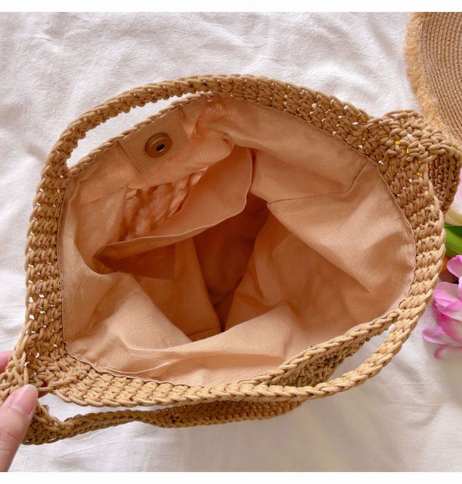 Cotton Fishnet Shoulder Bag with Rounded Base
