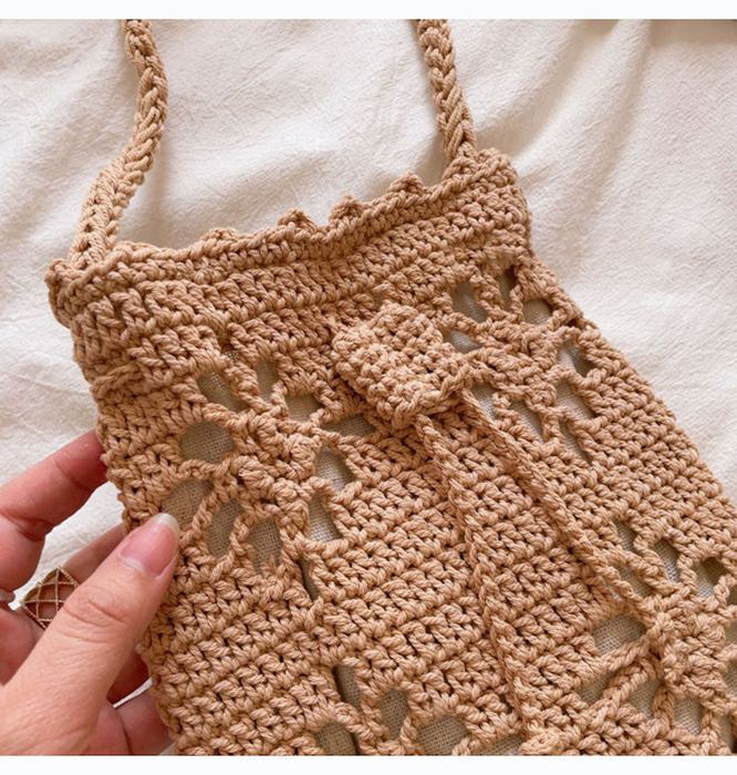 Floral Openwork Crochet Crossbody Bag with Front Ties