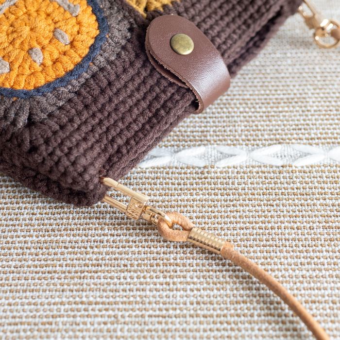 Smiley Patchwork Crochet Crossbody Bag