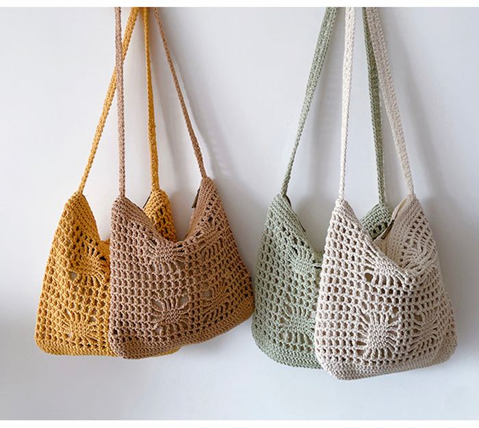 Openwork Crochet Crossbody Bag with Wide Strap