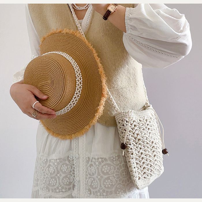 Crochet Crossbody Bag with Dark Side Accents