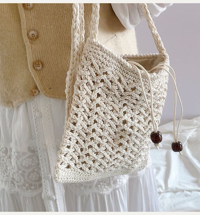 Crochet Crossbody Bag with Dark Side Accents