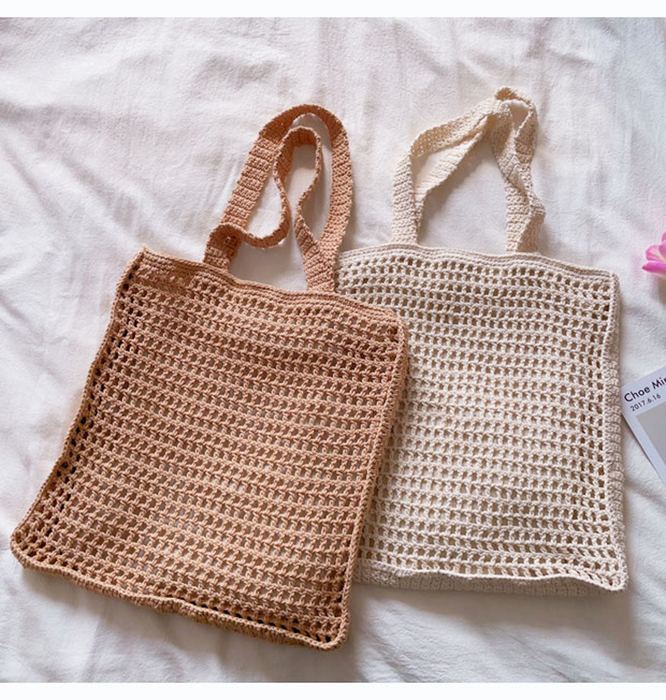 Large Rectangular Crochet Fishnet Tote