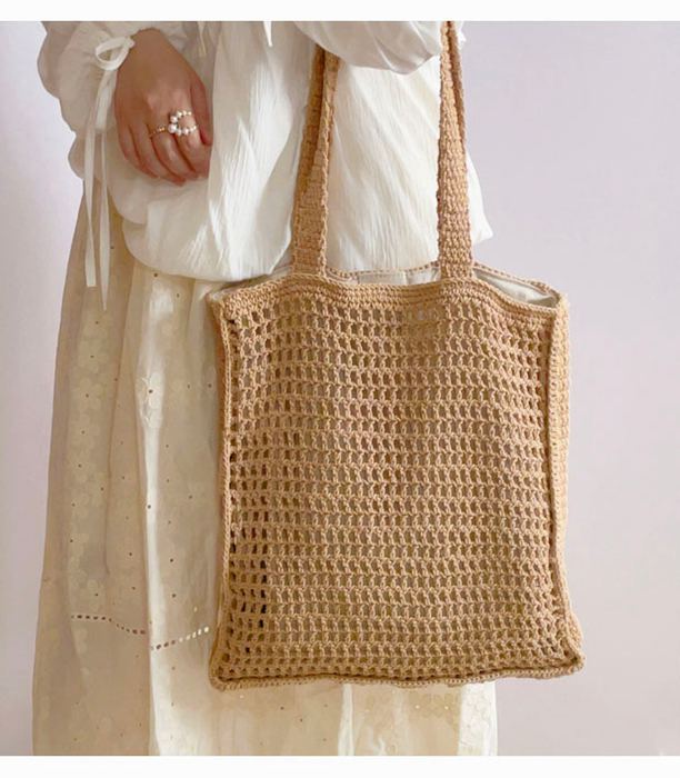 Large Rectangular Crochet Fishnet Tote