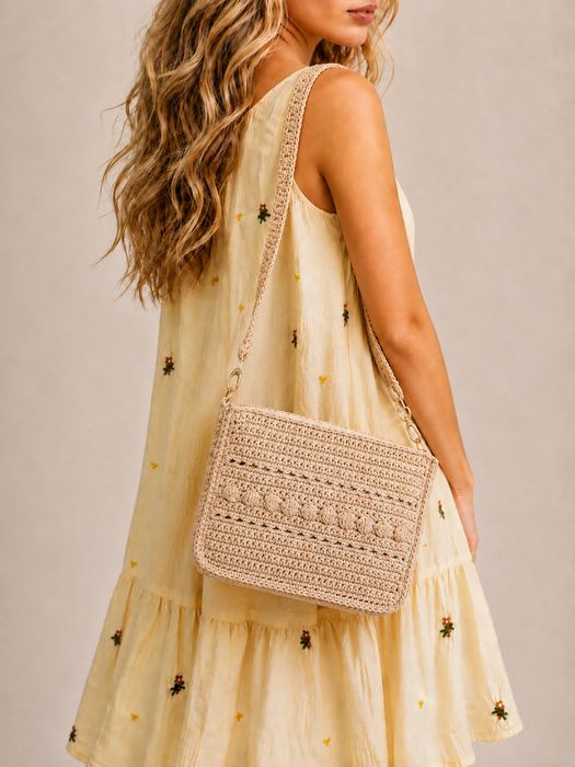 Small Crochet Messenger Bag with Curved Flap