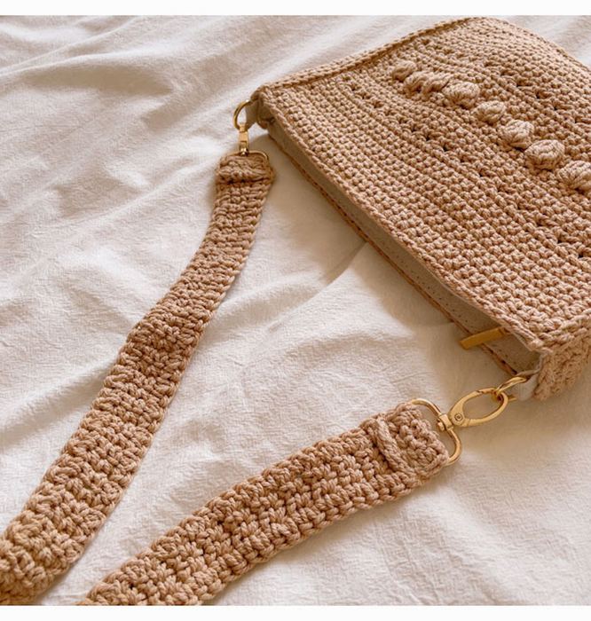 Small Crochet Messenger Bag with Curved Flap