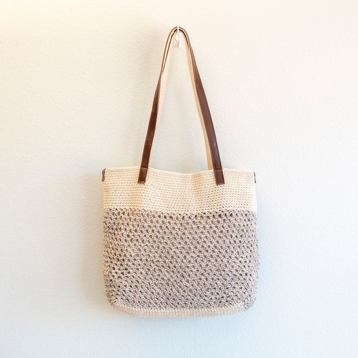 Crochet Shoulder Tote with Contrasting Top Panel