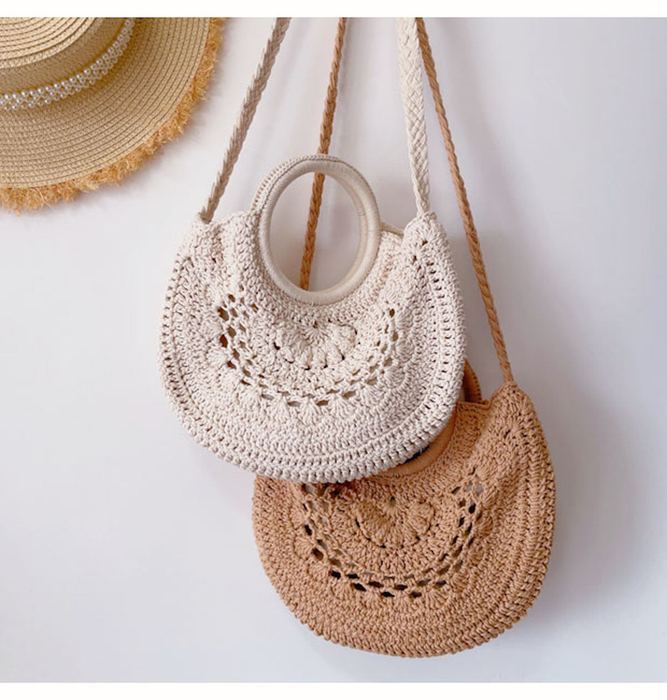 Half-Moon Crochet Handbag with Ring Handles