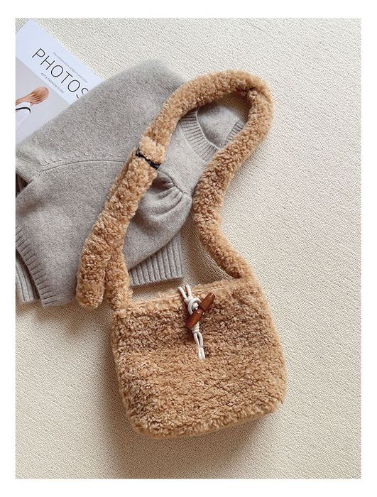 Faux-Fur Crossbody Bag with Matching Fuzzy Strap