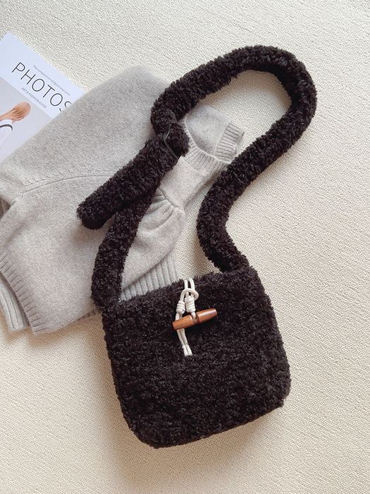 Faux-Fur Crossbody Bag with Matching Fuzzy Strap