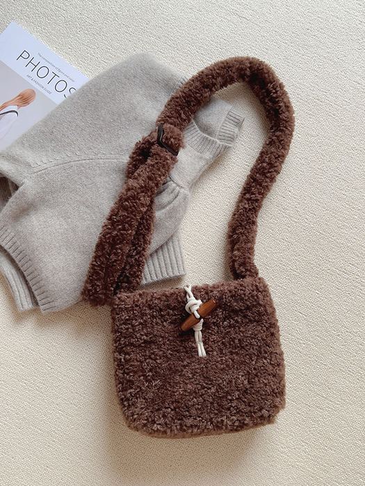 Faux-Fur Crossbody Bag with Matching Fuzzy Strap