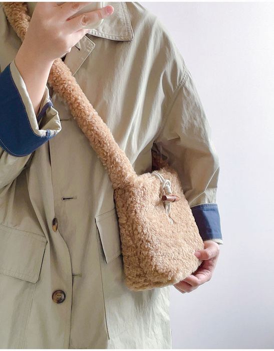 Faux-Fur Crossbody Bag with Matching Fuzzy Strap