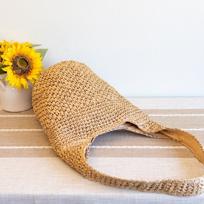 Woven Straw Shoulder Bag with Long Fringe