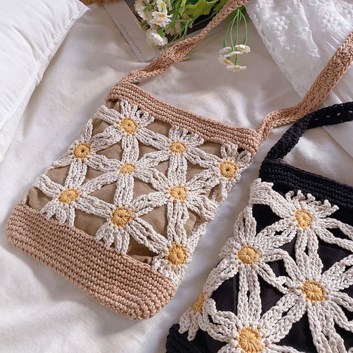 Mini Daisy Openwork Crochet Shoulder Bag