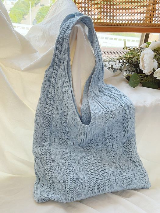 Cable-Knit Cotton Shoulder Bag