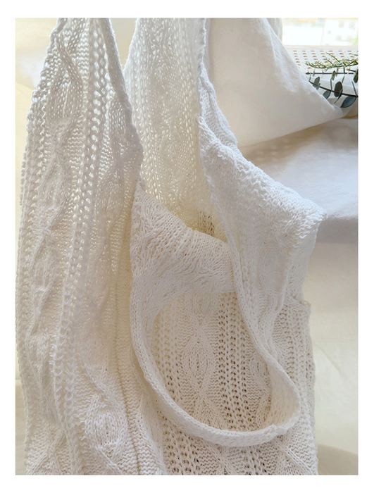 Cable-Knit Cotton Shoulder Bag