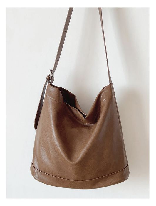 Rounded High Quality Synthetic Leather Bucket Bag