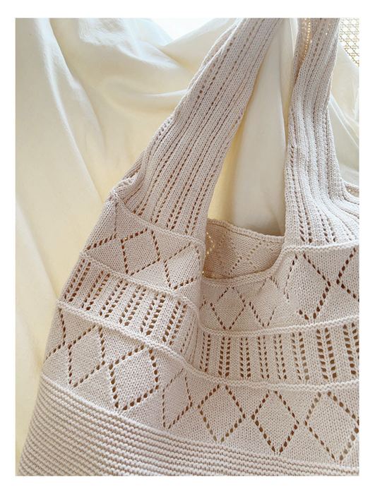 Geometric Cotton Knit Shoulder Tote