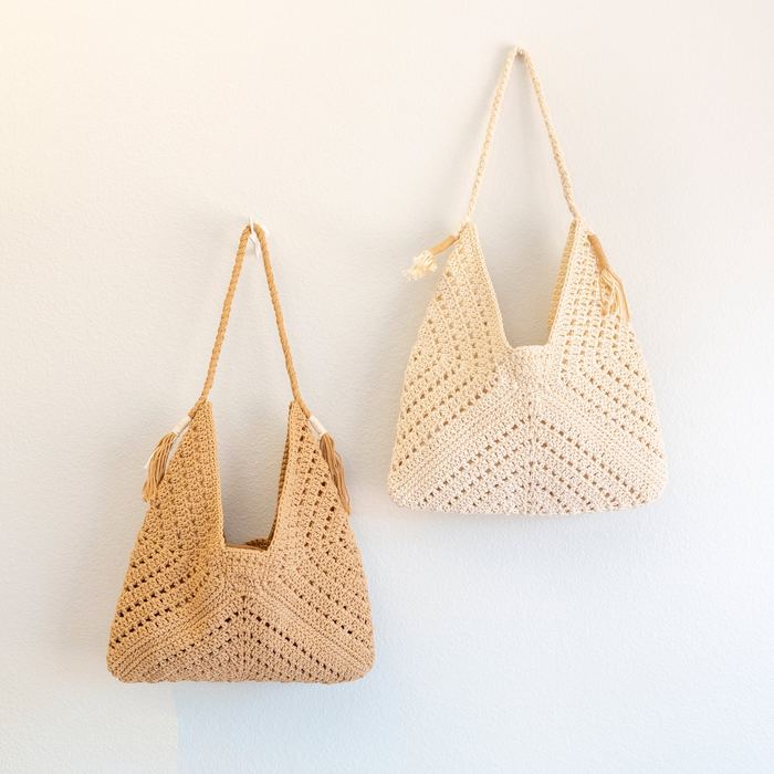 Chevron Cotton Crochet Shoulder Bag