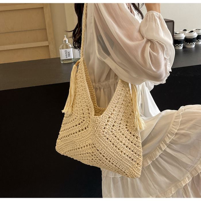 Chevron Cotton Crochet Shoulder Bag