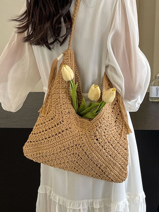 Chevron Cotton Crochet Shoulder Bag