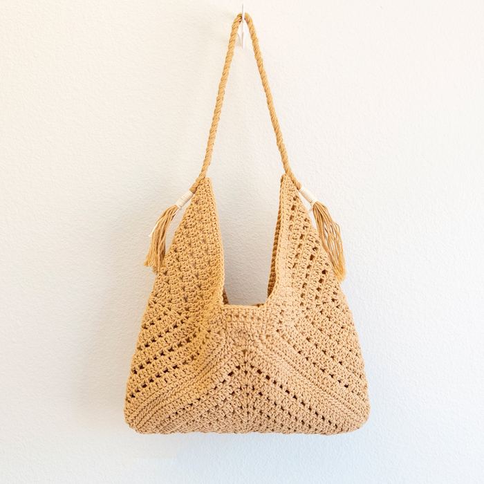 Chevron Cotton Crochet Shoulder Bag