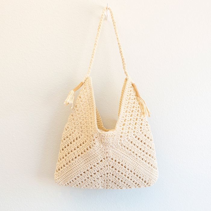 Chevron Cotton Crochet Shoulder Bag
