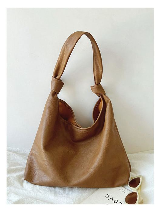 Slouchy Hobo Shoulder Bag with Knotted Strap Details