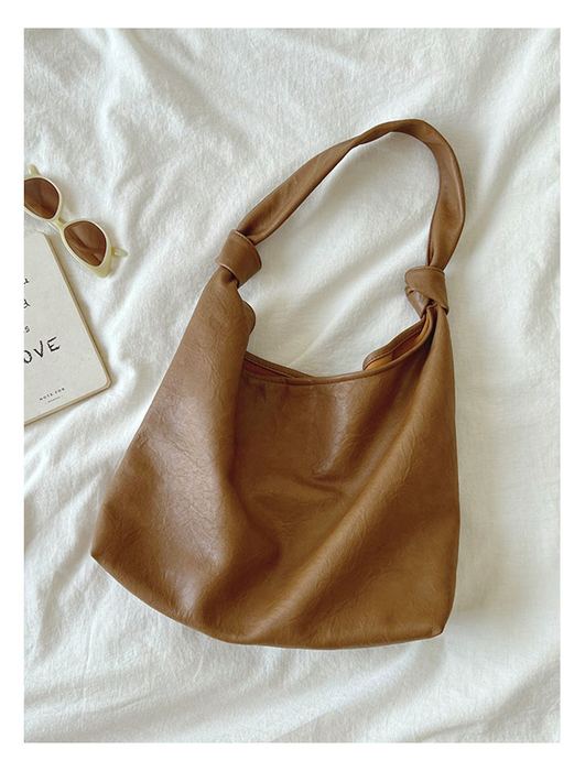 Slouchy Hobo Shoulder Bag with Knotted Strap Details