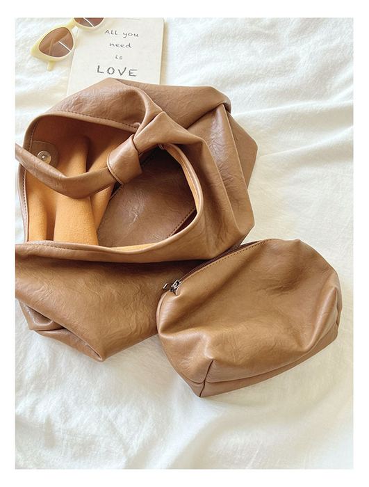Slouchy Hobo Shoulder Bag with Knotted Strap Details