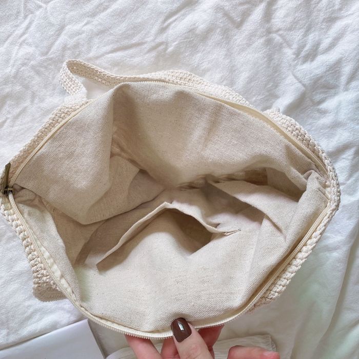 Geometric Openwork Crochet Shoulder Tote