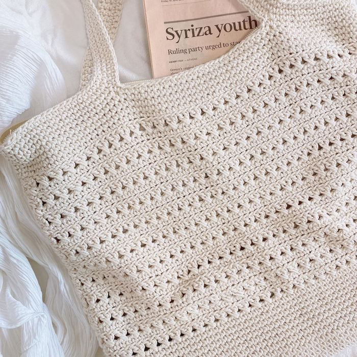 Rectangular Crochet Tote with Horizontal Stitch Bands