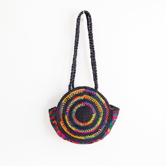 Multicolor Round Raffia Shoulder Bag
